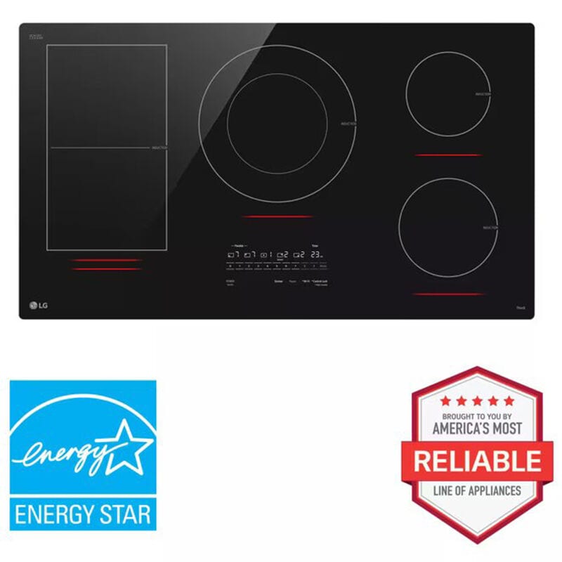 LG CBIH3617BE 36 in. 5-Burner Smart Induction Cooktop with UltraHeat 5.0kW Element, Simmer Burner & Power Burner - Black