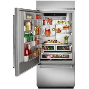 KitchenAid 36 in. 20.9 cu. ft. Built-In Counter Depth Bottom Freezer Refrigerator with Ice Maker Left Hinged - Stainless Steel
