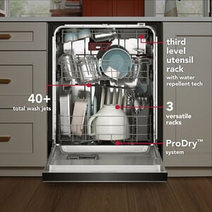KitchenAid KDFS324SPS 24 in. Full Console Built-In Dishwasher - alternate angle 2 | Varouj Appliances