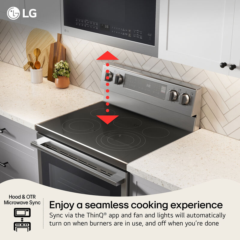 LG LREN6323ZE 30 in. 6.3 cu. ft. Smart Air-Fry True European Convection Electric Range with Radiant Burners - Black Stainless Steel