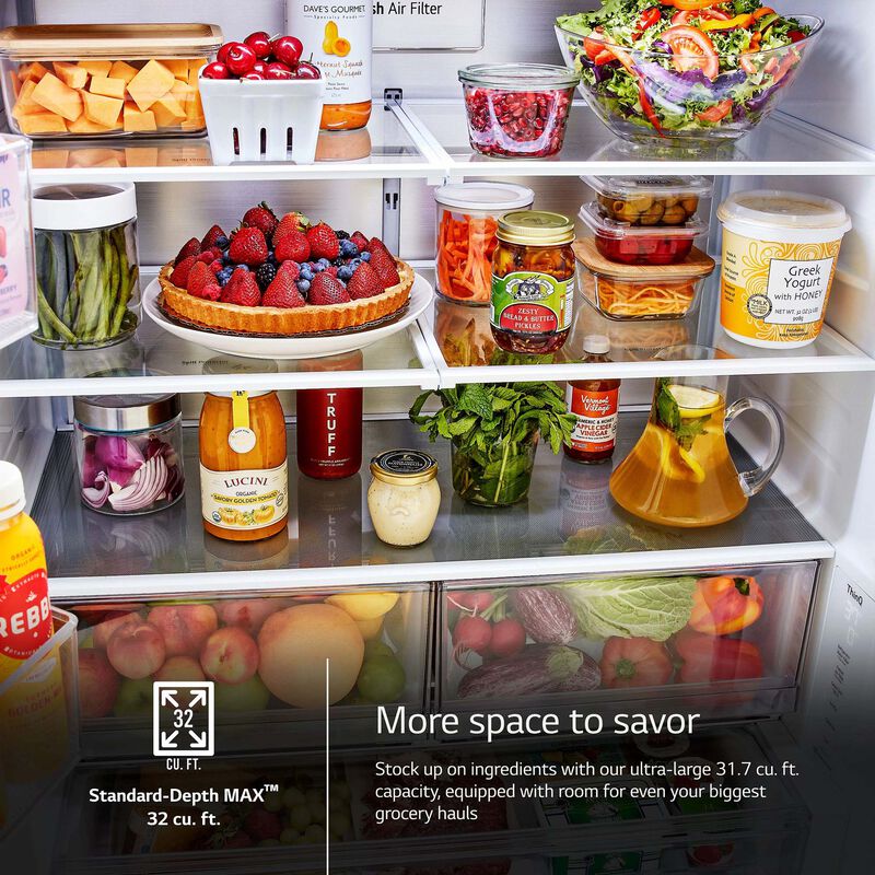 LG LRFLS3206S 36 in. 31.7 cu. ft. Smart French Door Refrigerator with Internal Water Dispenser - PrintProof Stainless Steel