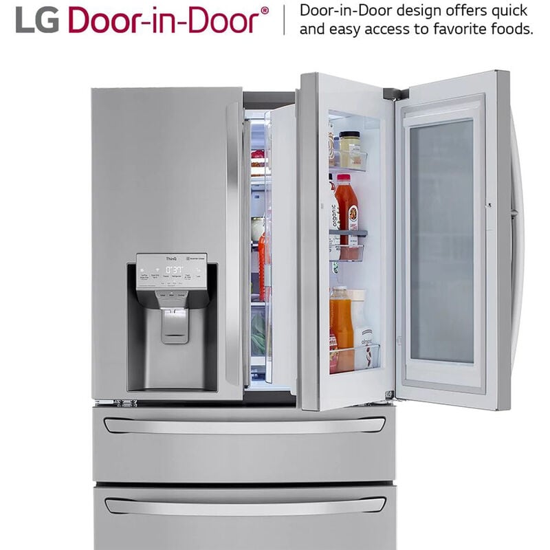 LG LRMVC2306S InstaView 36 in. 22.5 cu. ft. Smart Counter Depth 4-Door French Door Refrigerator with Ice & Water Dispenser - PrintProof Stainless Steel