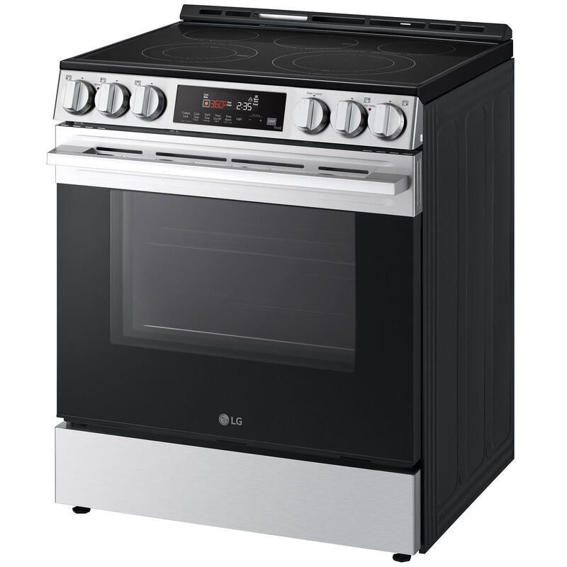 LG LSEL6333XE 30 in. 6.3 cu. ft. Smart Air-Fry Standard Convection Slide-In Electric Range with Radiant Burners - Printproof Stainless Steel