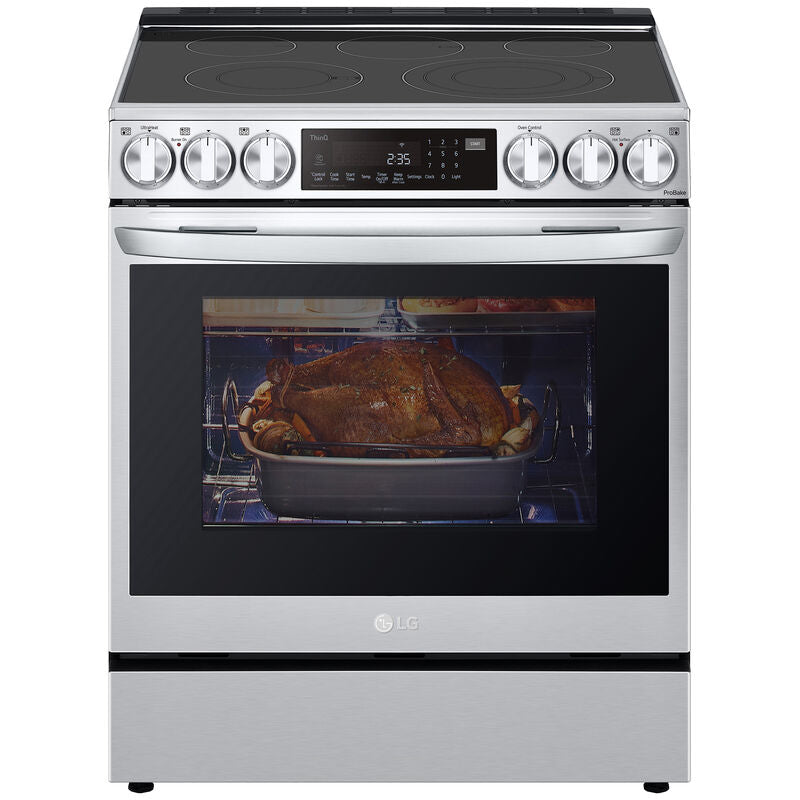 LG LSEL6335FE InstaView 30 in. 6.3 cu. ft. Smart Air Fry True European Convection Slide-In Electric Range with Radiant Burners - PrintProof Stainless Steel
