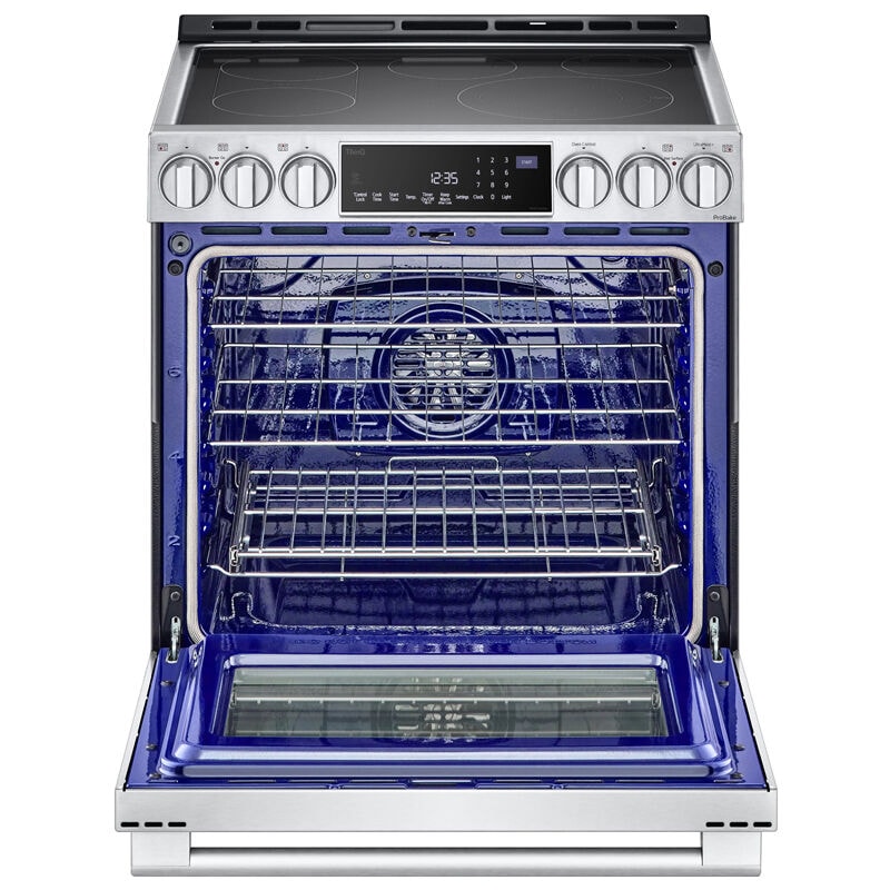 LG LSES6338F InstaView 30 in. 6.3 cu. ft. Smart Air Fry True European Convection Slide-In Electric Range with Radiant Burners - Stainless Steel