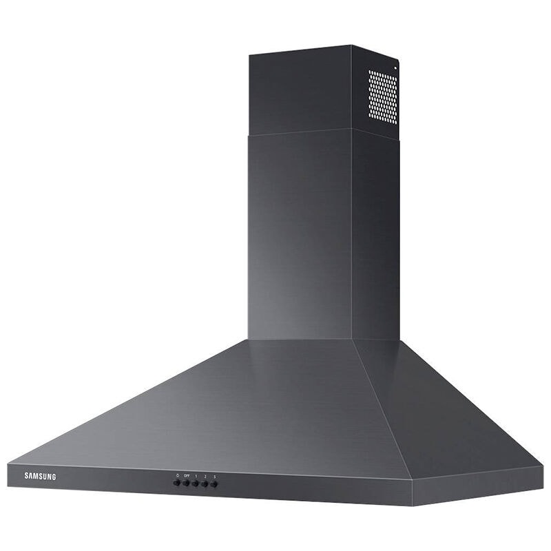 Samsung NK30R5000WG 30 in. Convertible Chimney Style Range Hood with 390 CFM, 3 Fan Speeds & 2 LED Lights - Fingerprint resistant Black Stainless