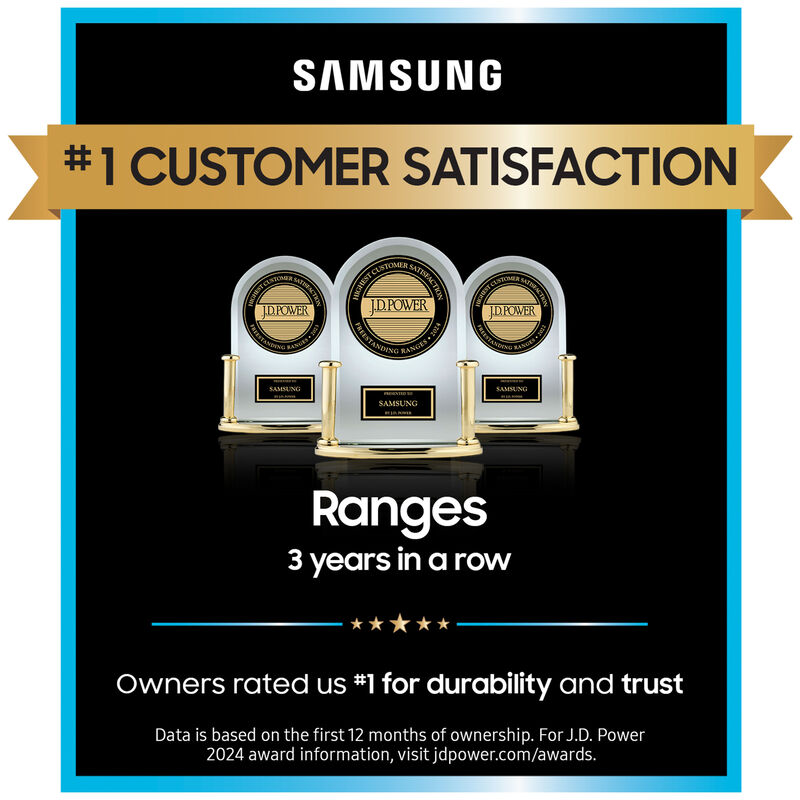 Samsung NSI6DB950012 Bespoke 30 in. 6.3 cu. ft. Smart Air Fry True European Convection Slide-In Electric Range with 4 Induction Burners - White Glass