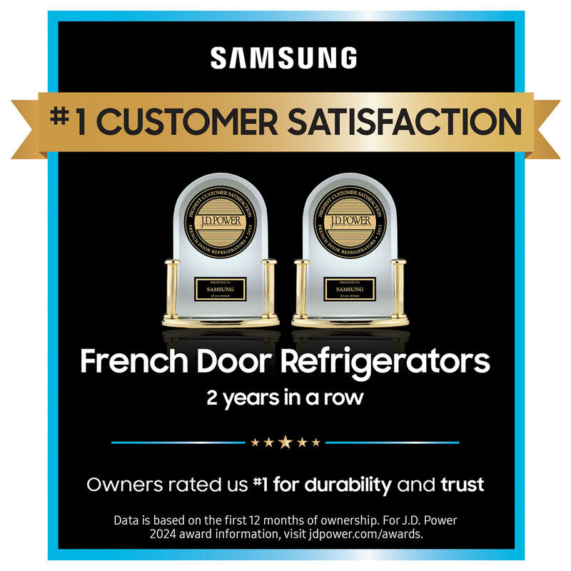 Samsung RF90F29AEW Bespoke 36 in. 28.6 cu. ft. Smart 4-Door French Door Refrigerator with AI Family Hub+, Beverage Center & Internal Water Autofill Pitcher - White Glass
