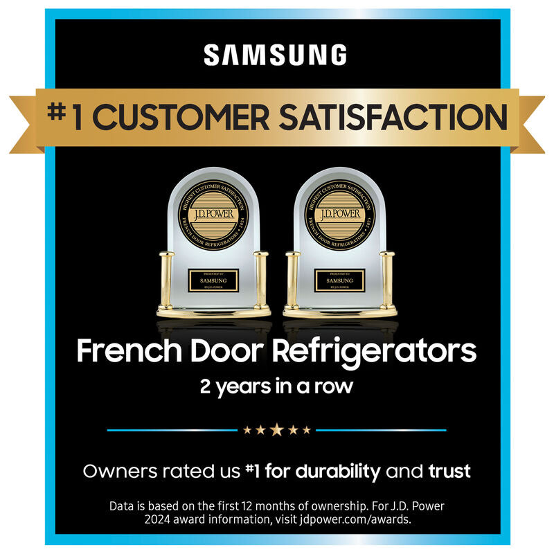 Samsung RM80F23VMR Bespoke 36 in. 23.5 cu. ft. Smart Counter Depth 4-Door French Door Refrigerator with AI Hybrid Cooling, Beverage Center & Internal Water Autofill Pitcher - Custom Panel Ready