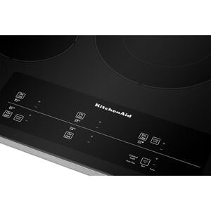 KitchenAid KCES550HSS 30 in. Electric Cooktop, 5 Element Glass Surface - alternate angle 3 | Varouj Appliances