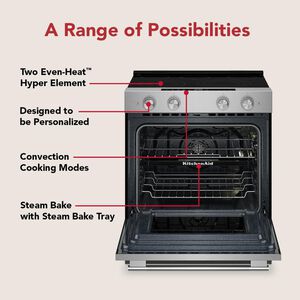 KitchenAid 30 in. 5.3 cu. ft. Smart Air-Fry True European Convection Steam Slide-In Electric Range with Radiant Burners - Fingerprint Resistant Stainless Steel