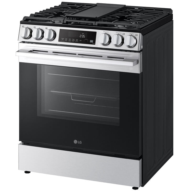 LG LSGL5833X 30 in. 6.3 cu. ft. Smart Air-Fry Standard Convection Slide-In Gas Range with 5 Sealed Burners & Griddle - PrintProof Stainless Steel