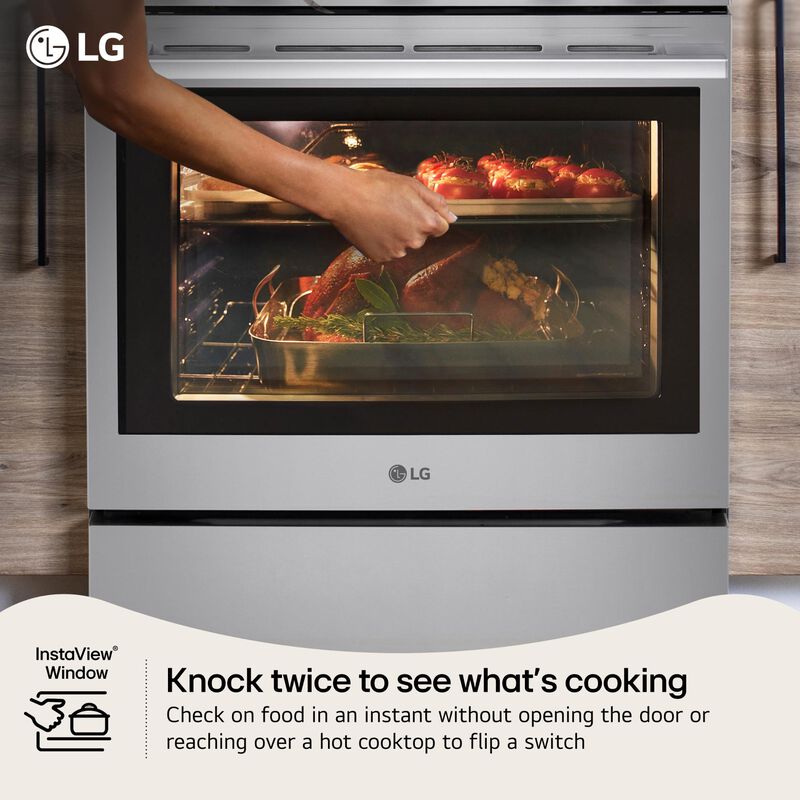 LG LSGL6337X 30 in. 6.3 cu. ft. Smart Air-Fry True European Convection Slide-In Gas Range with 5 Sealed Burners & Griddle - PrintProof Stainless Steel