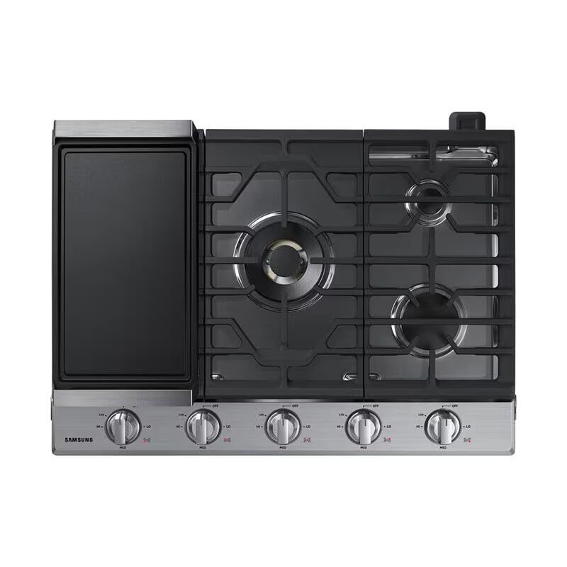 Samsung NA30N7755TS 30 in. 5-Burner Smart Natural Gas Cooktop with Griddle, Simmer Burner & Power Burner - Stainless Steel