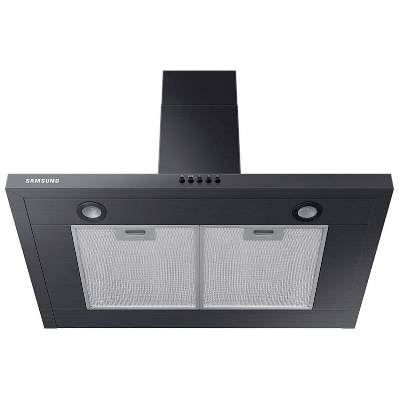 Samsung NK30R5000WG 30 in. Convertible Chimney Style Range Hood with 390 CFM, 3 Fan Speeds & 2 LED Lights - Fingerprint resistant Black Stainless