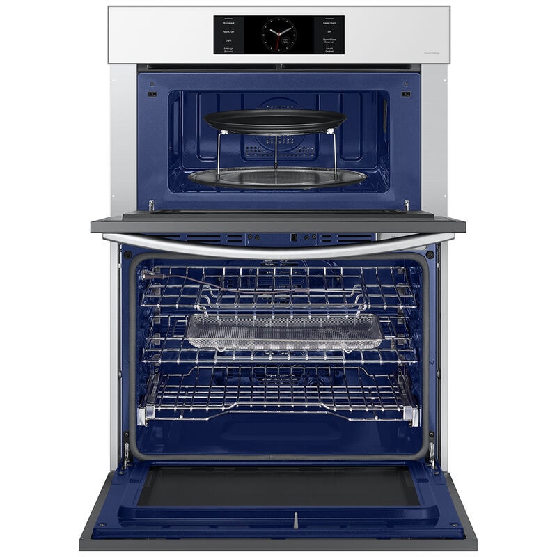 Samsung NQ70CB700D12 Bespoke 30 in. 7 cu. ft. Smart Speed/ Steam Electric Microwave/Wall Oven Combo with Dual Convection & Sensor Cooking - White Glass