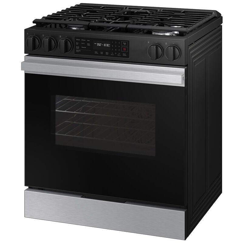 Samsung NSG6DG8100SR Bespoke 30 in. 6 cu. ft. Smart Slide-In Gas Range with 5 Sealed Burners - Stainless Steel
