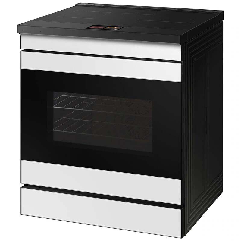Samsung NSI6DB990012 Bespoke 30 in. 6.3 cu. ft. Smart Air Fry True European Convection Slide-In Electric Range with 4 Induction Burners - White Glass