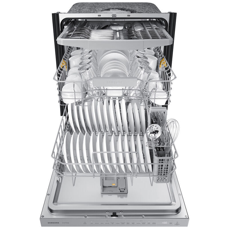 Samsung DW80CB545012 Bespoke 24 in. Top Control Smart Dishwasher with 46 dBa Sound Level, 3rd-Rack, AutoRelease & Pocket - White Glass