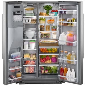 KitchenAid KRSC536RPS 36 in. Counter Depth Side-by-Side Refrigerator - alternate angle 4 | Varouj Appliances