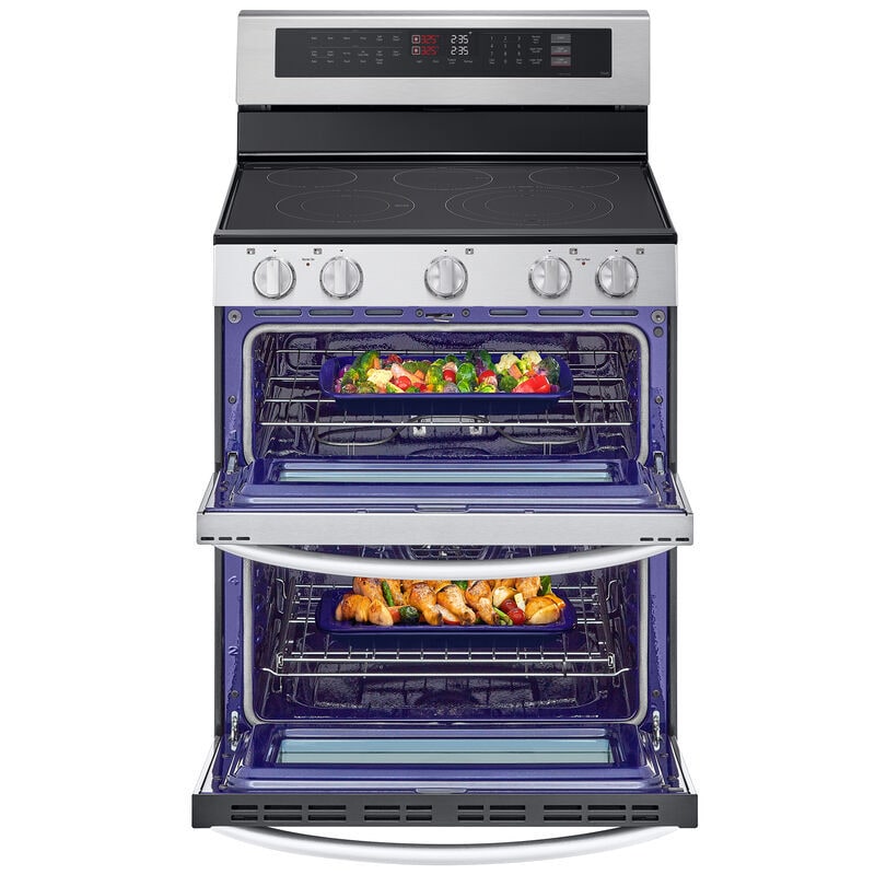 LG LDEL7324SE 30 in. 7.3 cu. ft. Smart Air Fry True European Convection Double Oven Electric Range with Radiant Burners - Stainless Steel