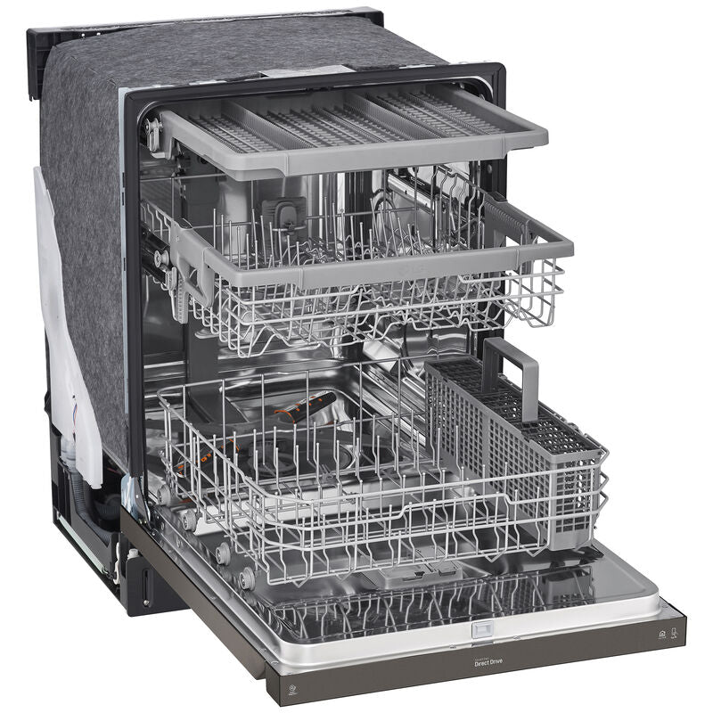 LG LDFN4542D 24 in. Front Control Dishwasher with 48 dBa Sound Level, 3-rd-Rack, Dynamic Dry & Pocket - Black Stainless