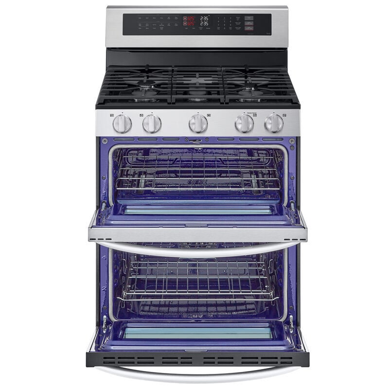 LG LDGL6924S 30 in. 6.9 cu. ft. Smart Air Fry True European Convection Double Oven Gas Range with 5 Sealed Burners - Stainless Steel