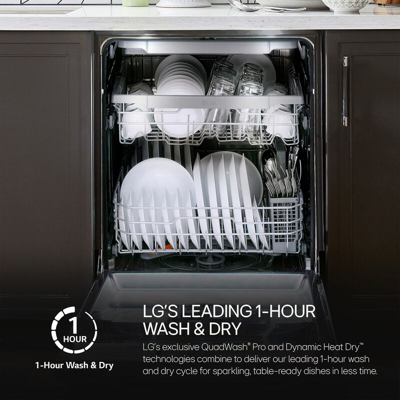 LG LDTH5554D 24 in. Top Control Smart Dishwasher with 46 dBa Sound Level & 3rd-Rack - PrintProof Black Stainless Steel