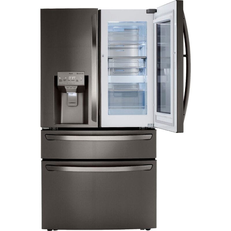 LG LRMVC2306D InstaView 36 in. 22.5 cu. ft. Smart Counter Depth 4-Door French Door Refrigerator with Ice & Water Dispenser - PrintProof Black Stainless Steel
