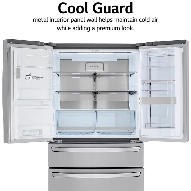 LG LRMVS3006S InstaView 36 in. 29.5 cu. ft. Smart 4-Door French Door Refrigerator with Ice & Water Dispenser - PrintProof Stainless Steel