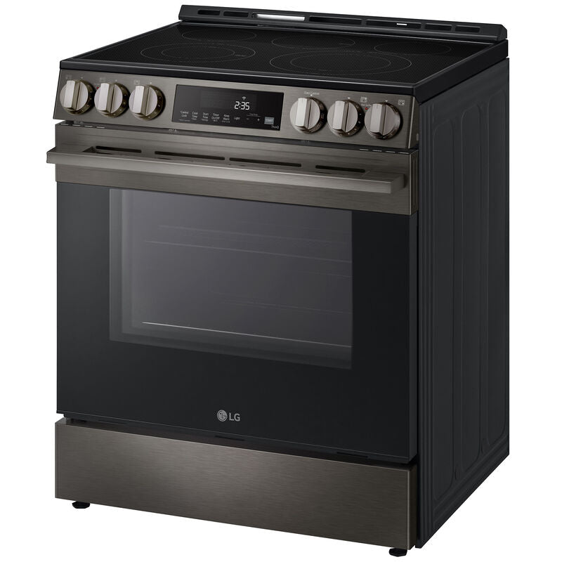 LG LSEL6333ZE 30 in. 6.3 cu. ft. Smart Air-Fry Standard Convection Slide-In Electric Range with Radiant Burners - Black Stainless Steel