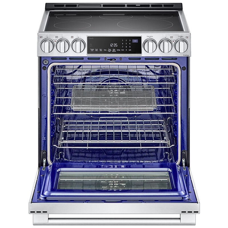 LG LSES6338F InstaView 30 in. 6.3 cu. ft. Smart Air Fry True European Convection Slide-In Electric Range with Radiant Burners - Stainless Steel