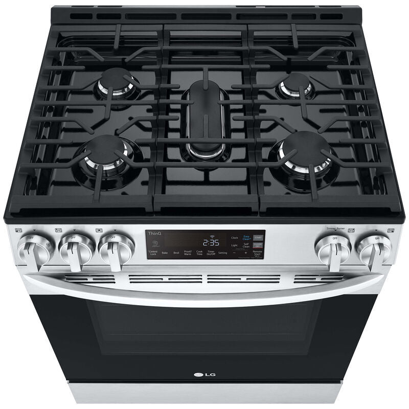 LG LSGL5831F 30 in. 5.8 cu. ft. Smart Slide-In Gas Range with 5 Sealed Burners - PrintProof Stainless Steel