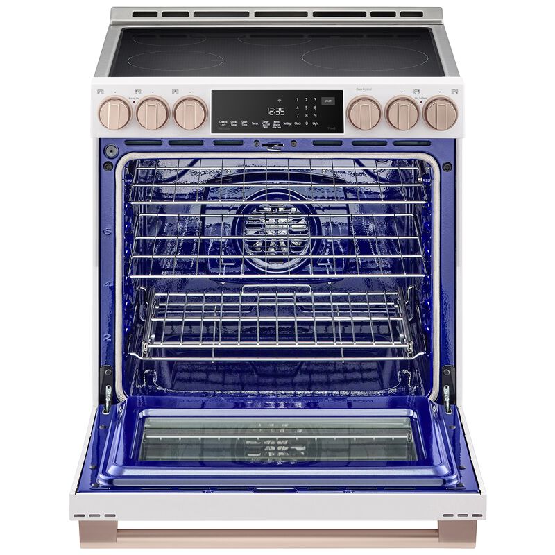 LG LSIS6338NE Studio 30 in. 6.3 cu. ft. Smart Air Fry True European Convection Slide-In Electric Range with 5 Induction Burners - Essence White