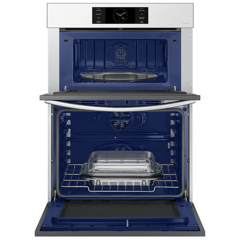 Samsung NQ70CB700D12 Bespoke 30 in. 7 cu. ft. Smart Speed/ Steam Electric Microwave/Wall Oven Combo with Dual Convection & Sensor Cooking - White Glass
