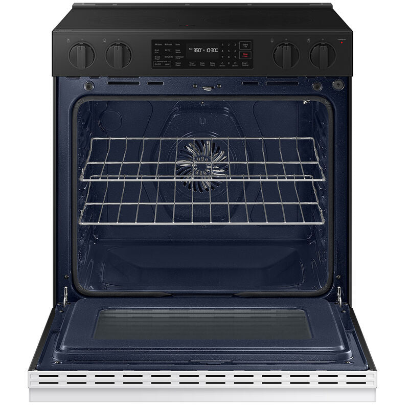 Samsung NSE6DB830012 Bespoke 30 in. 6.3 cu. ft. Smart Air Fry Standard Convection Slide-In Electric Range with Radiant Burners - White Glass