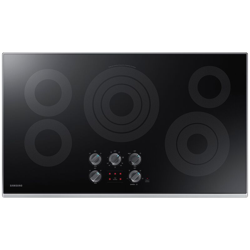Samsung NZ36K6430RS 36 in. 5-Burner Smart Electric Cooktop with Simmer Burner & Power Burner - Stainless Steel