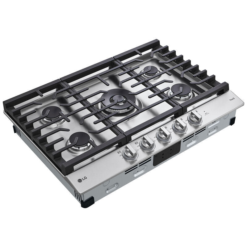 LG CBGJ3027S 30 in. 5-Burner Smart Natural Gas Cooktop with Griddle, Simmer Burner & Power Burner - Stainless Steel