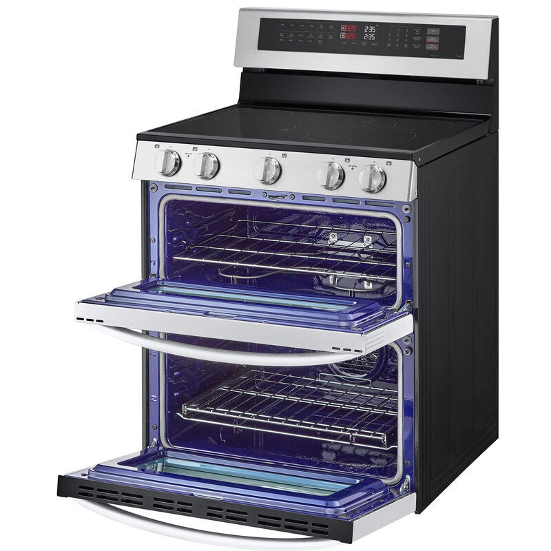 LG LDEL7324SE 30 in. 7.3 cu. ft. Smart Air Fry True European Convection Double Oven Electric Range with Radiant Burners - Stainless Steel