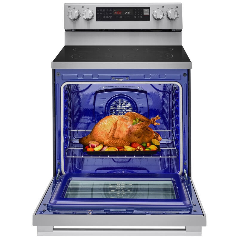 LG LREN6325XE 30 in. 6.3 cu. ft. Smart Air-Fry True European Convection Electric Range with Radiant Burners - PrintProof Stainless Steel