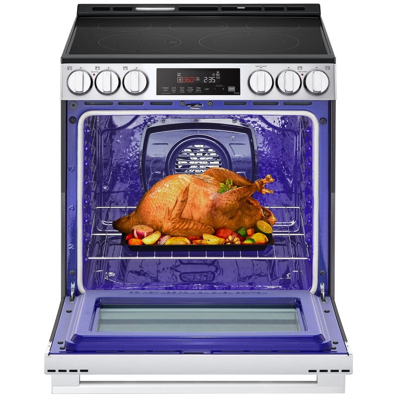 LG LSEL6333XE 30 in. 6.3 cu. ft. Smart Air-Fry Standard Convection Slide-In Electric Range with Radiant Burners - Printproof Stainless Steel