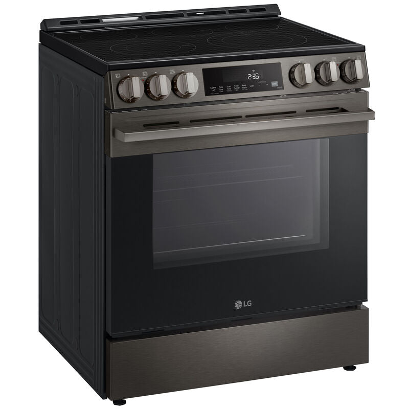 LG LSEL6333ZE 30 in. 6.3 cu. ft. Smart Air-Fry Standard Convection Slide-In Electric Range with Radiant Burners - Black Stainless Steel