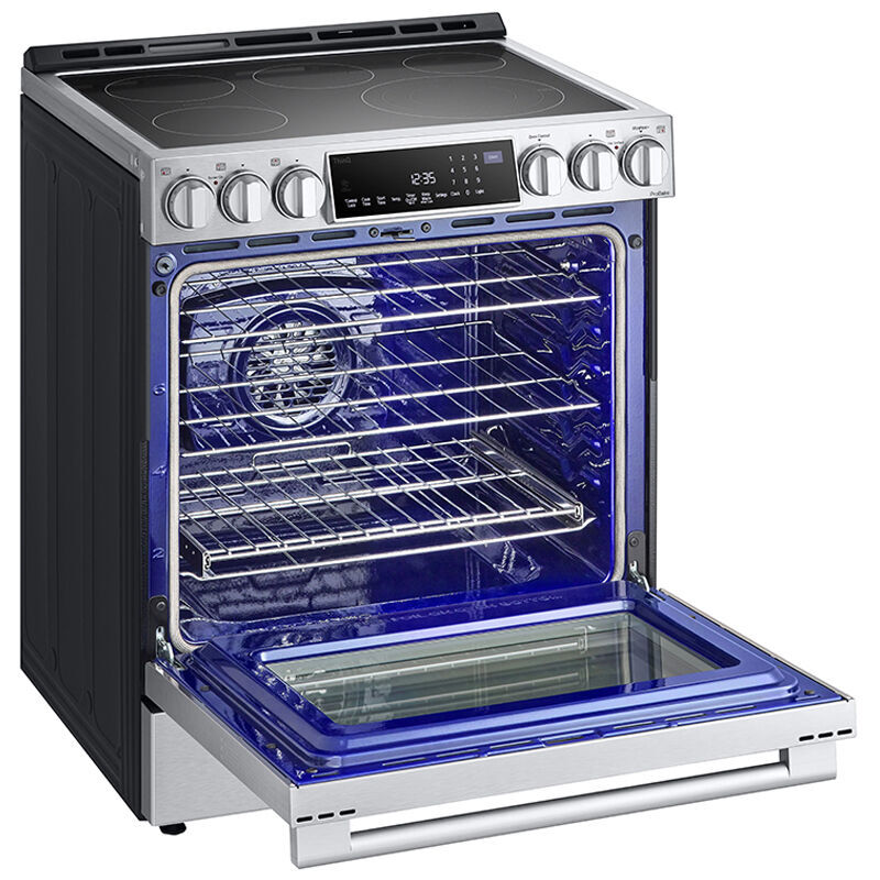 LG LSES6338F InstaView 30 in. 6.3 cu. ft. Smart Air Fry True European Convection Slide-In Electric Range with Radiant Burners - Stainless Steel