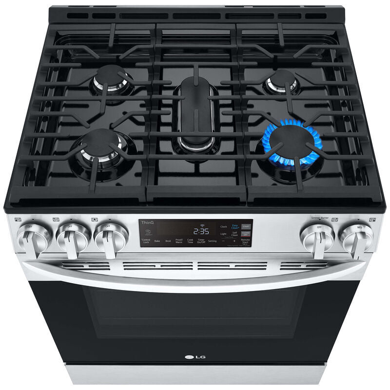 LG LSGL5831F 30 in. 5.8 cu. ft. Smart Slide-In Gas Range with 5 Sealed Burners - PrintProof Stainless Steel