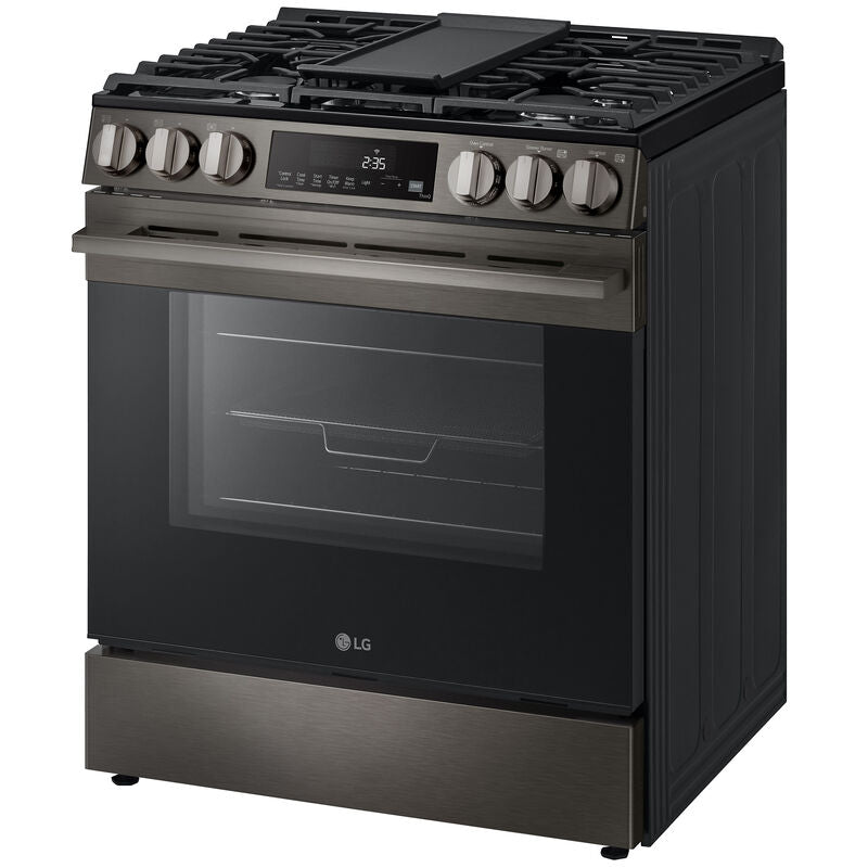 LG LSGL5833Z 30 in. 5.8 cu. ft. Smart Air-Fry Standard Convection Slide-In Gas Range with 5 Sealed Burners & Griddle - Black Stainless Steel