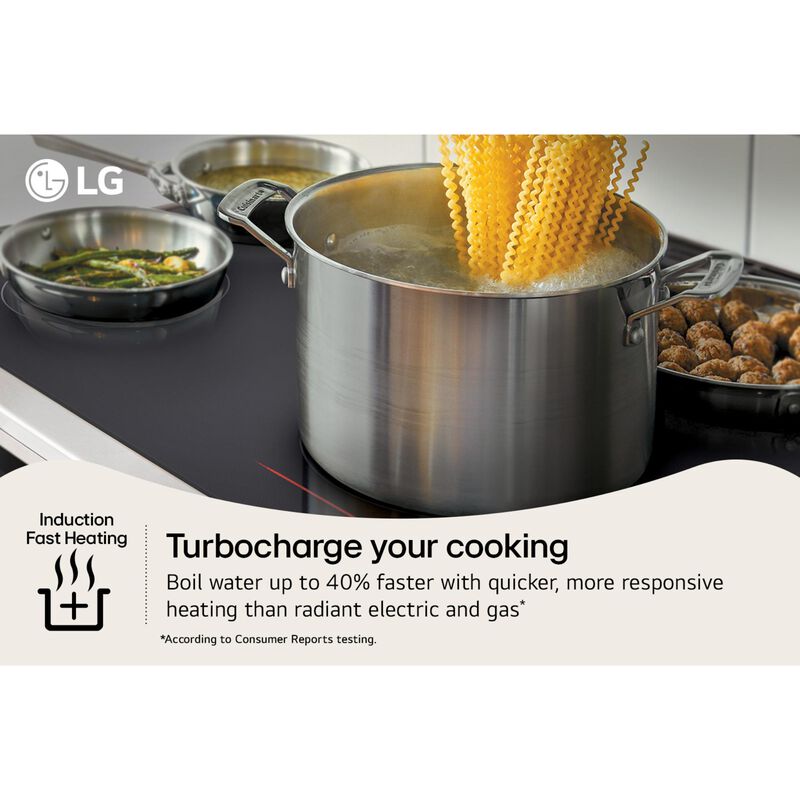 LG LSIL6334XE 30 in. 6.3 cu. ft. Smart Air-Fry True European Convection Slide-In Electric Range with 4 Induction Burners - PrintProof Stainless Steel
