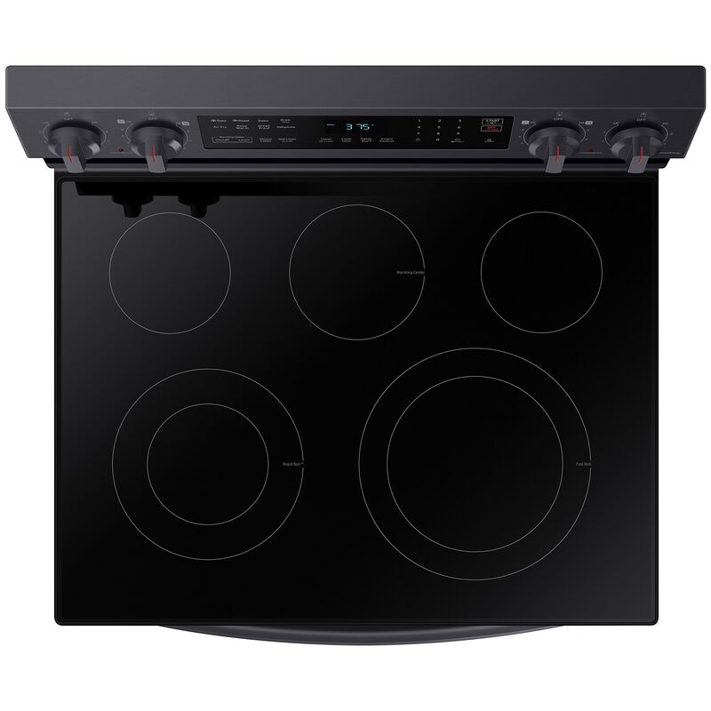 Samsung 30 in. 6.3 cu. ft. Smart Air Fry Standard Convection Electric Range with Smoothtop Burners - Fingerprint Resistant Black Stainless Steel