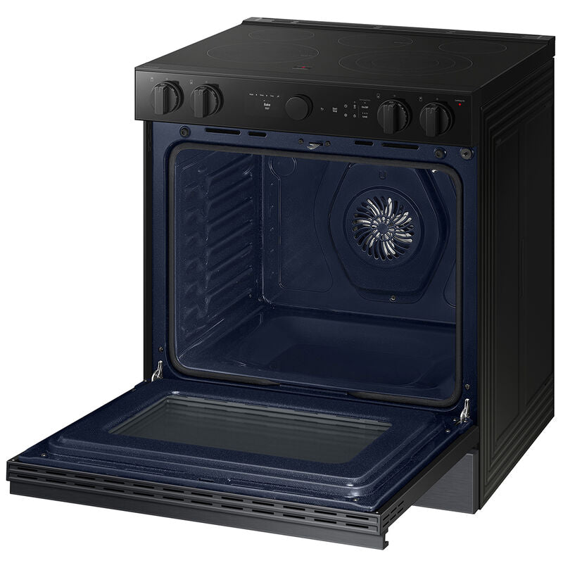 Samsung NSE6DG8502MT Bespoke 30 in. 6.3 cu. ft. Smart Air Fry True European Convection Slide-In Electric Range with Smoothtop Burners - Matte Black Steel