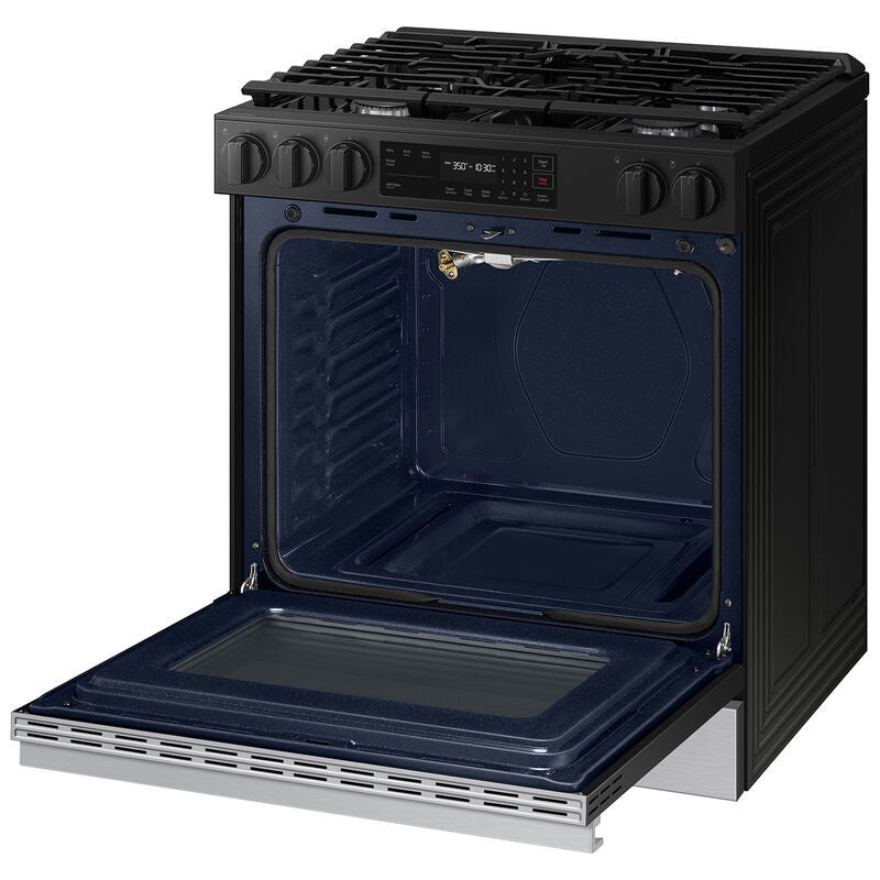 Samsung NSG6DG8100SR Bespoke 30 in. 6 cu. ft. Smart Slide-In Gas Range with 5 Sealed Burners - Stainless Steel