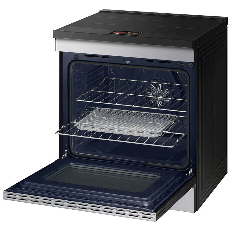 Samsung NSI6DG9900SR Bespoke 30 in. 6.3 cu. ft. Smart Air Fry True European Convection Slide-In Electric Range with 4 Induction Burners - Stainless Steel